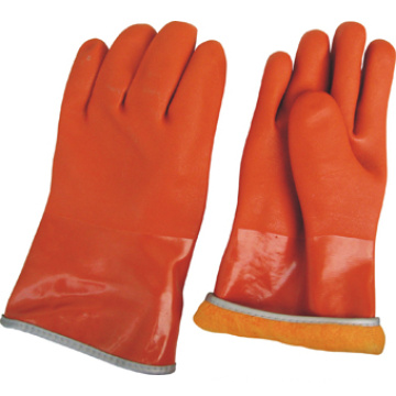 Forro de acrílico completo naranja PVC invierno trabajo guante- (5126)